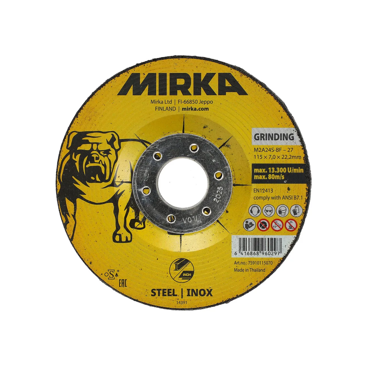 Mirka Taşlama Diski 115x7,0x22,2mm M2A24S-BF Inox 10