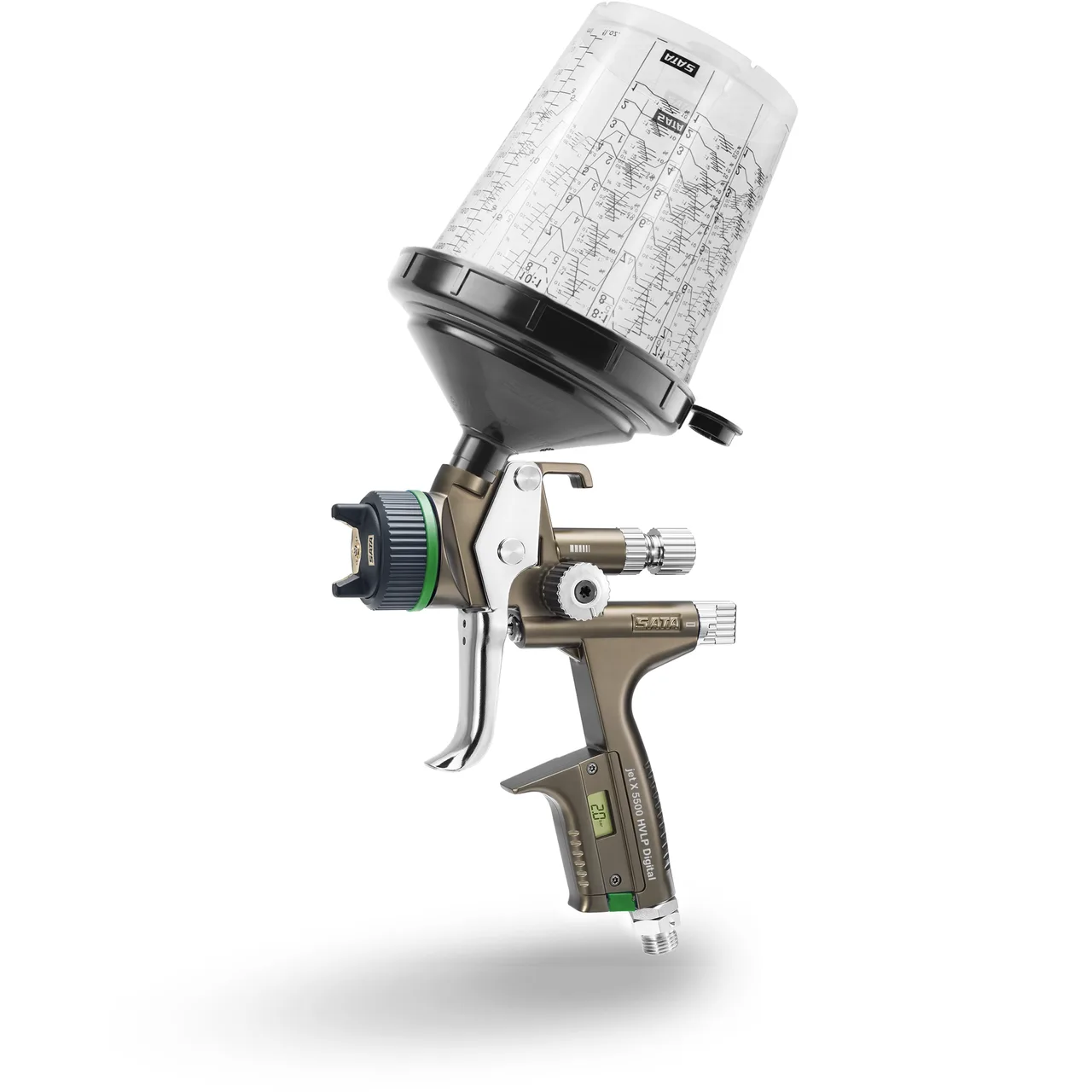 SATAjet X 5500 HVLP DIGITAL bar nozzle 1.2 I RPS multi-purpose cup 0.6 l / 0.9 l (each 1x), swivel joint 1 ad.
