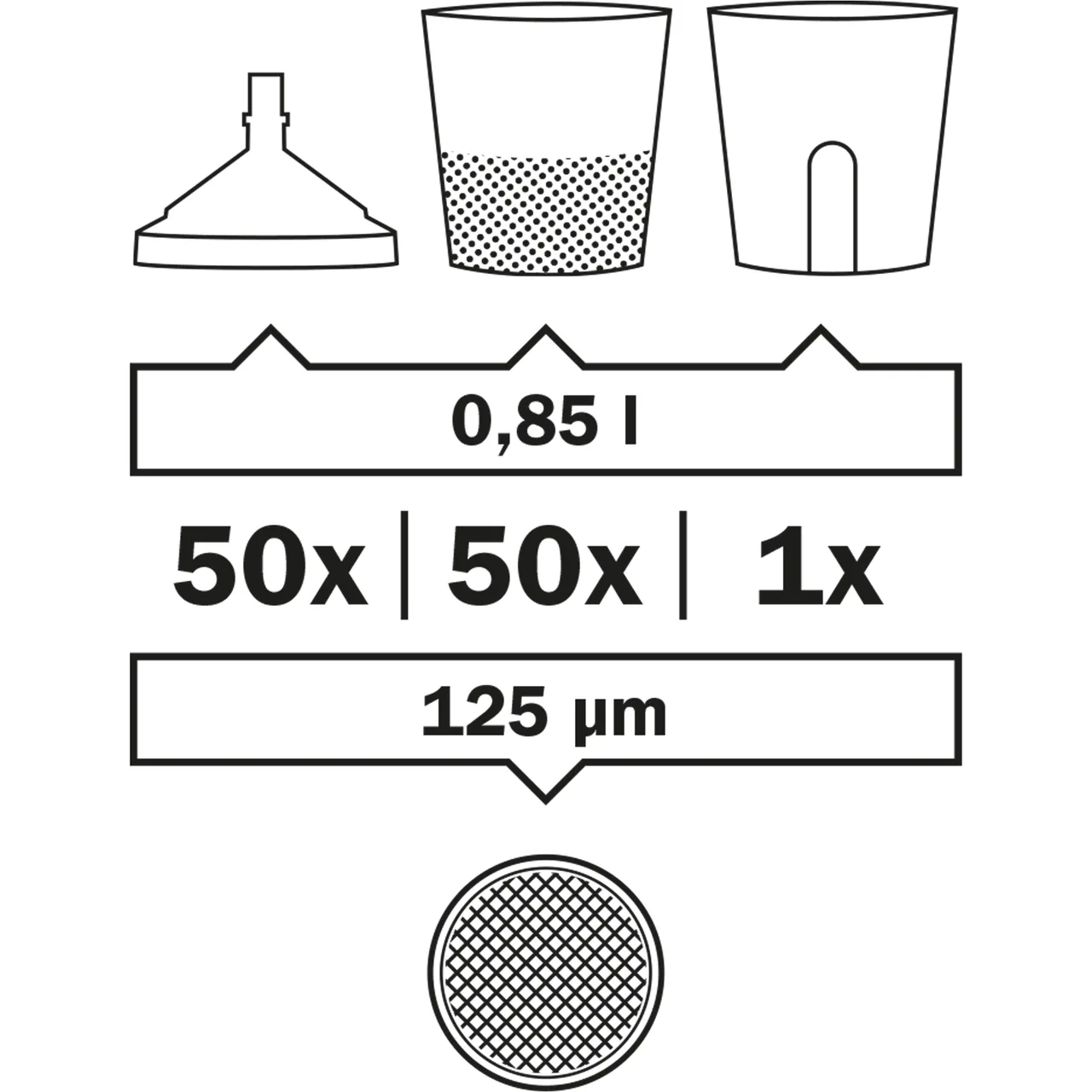 LCS 0.85 l - the Liner - 125 µm flat sieve [pack of 50 pieces] 50set/pk