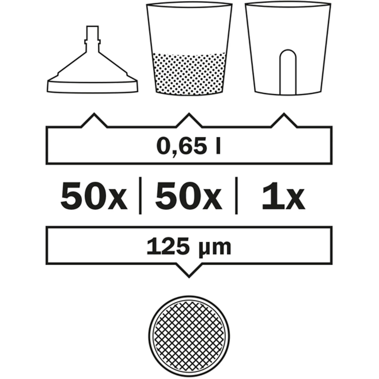 LCS 0.65 l - the Liner - 125 µm flat sieve [pack of 50 pieces] 50set/pk