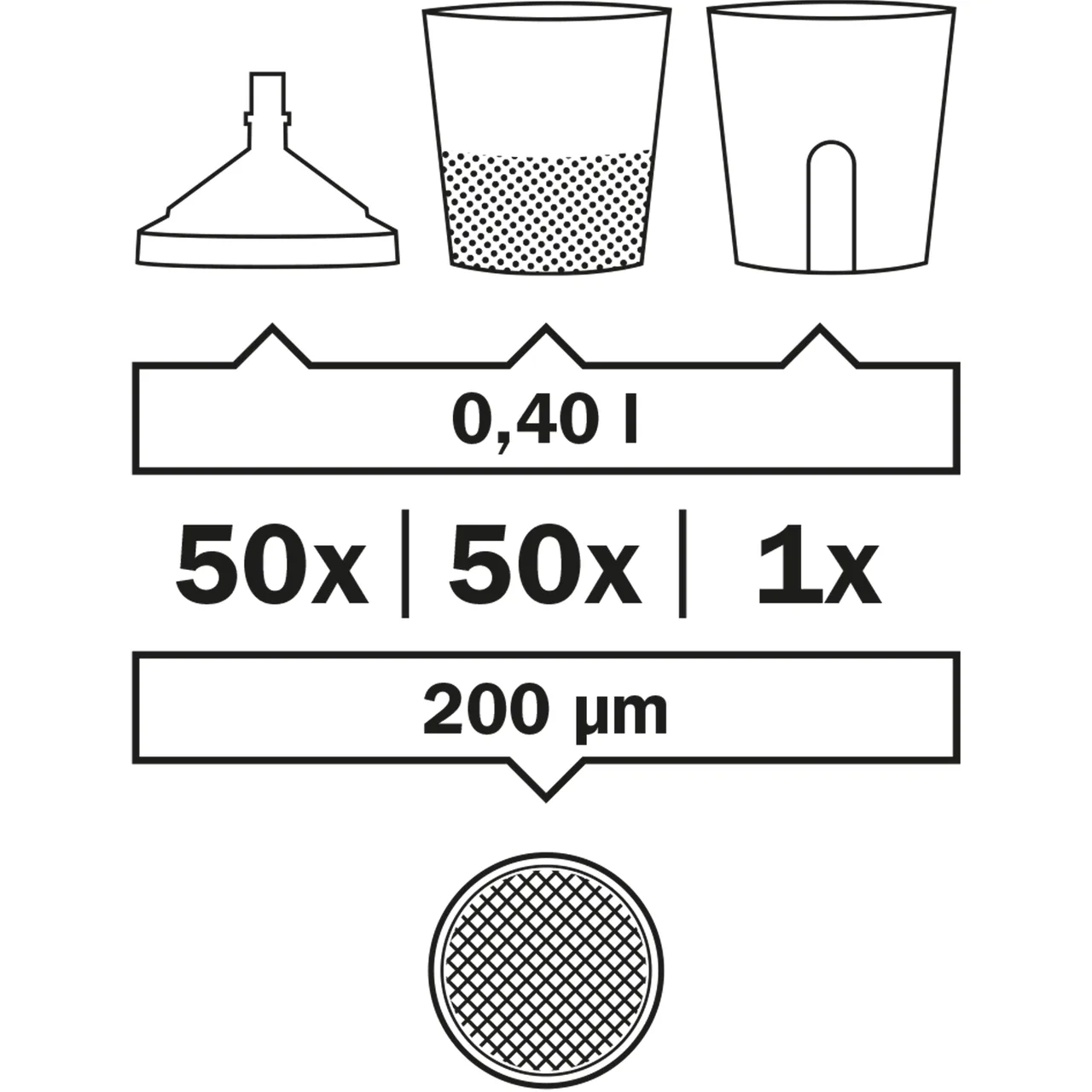 LCS 0.40 l - the Liner - 200 µm flat sieve [pack of 50 pieces] 50set/pk