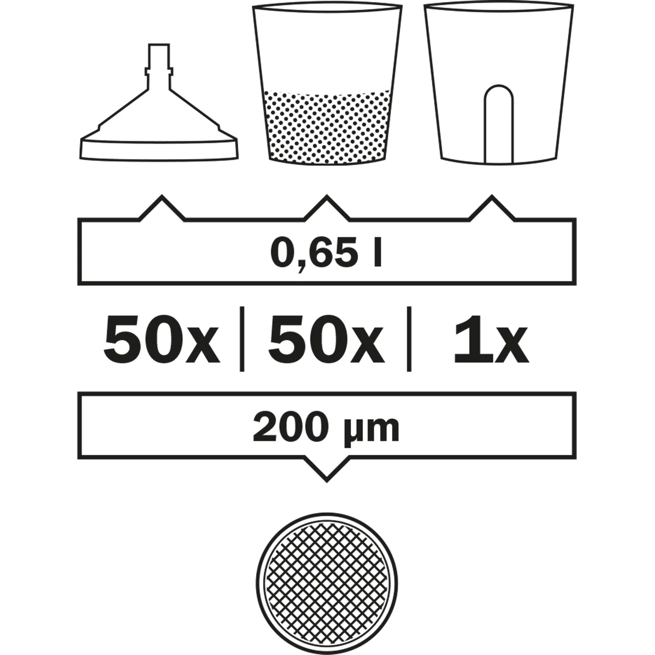LCS 0.65 l - the Liner - 200 µm flat sieve [pack of 50 pieces] 50set/pk