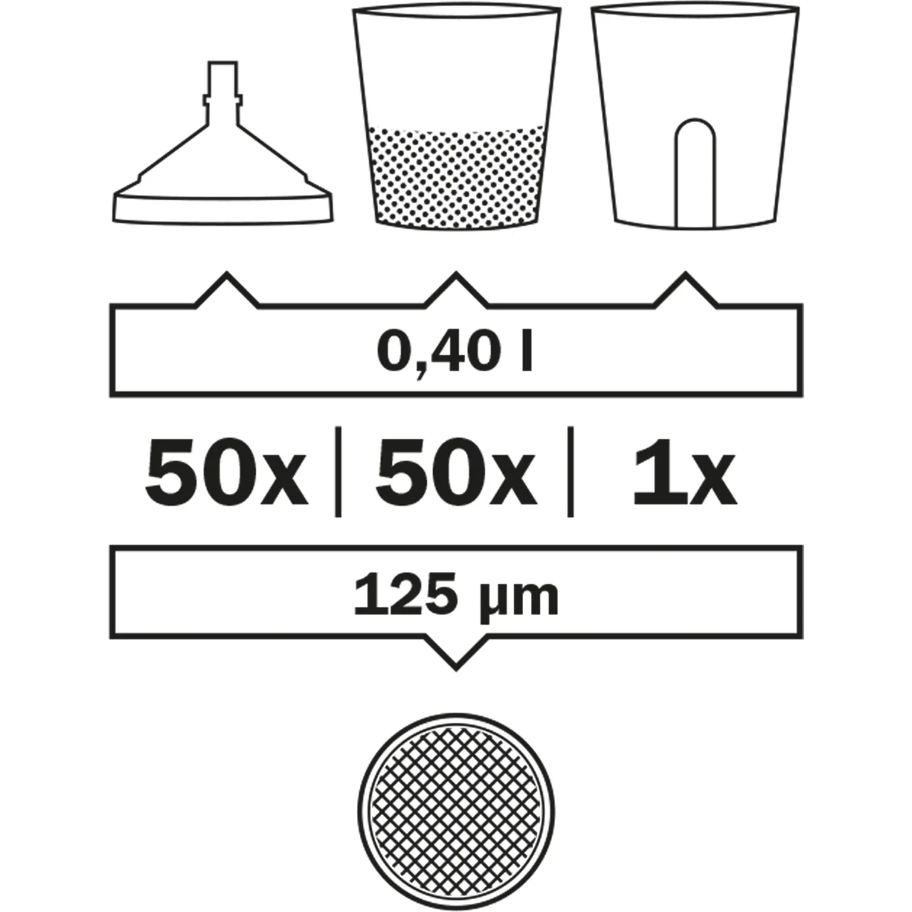 LCS 0.40 l - the Liner - 125 µm flat sieve [pack of 50 pieces] 50set/pk