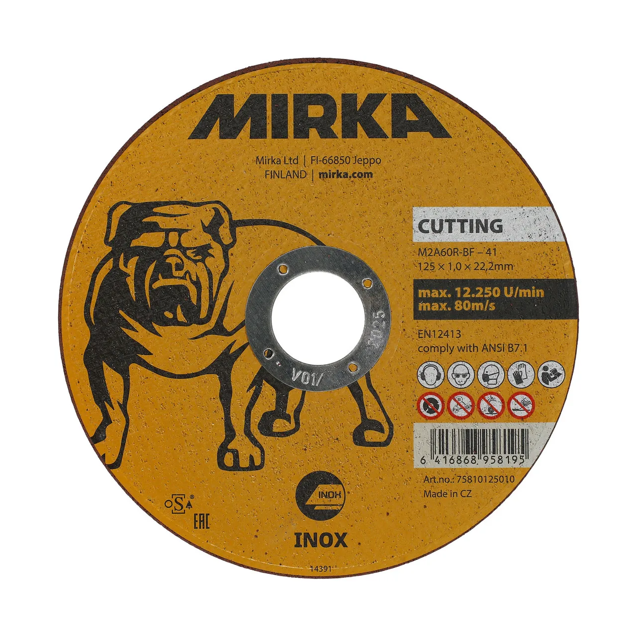 Mirka Kesme Taşı 125x1,0x22,2mm M2A60R-BF Inox 25