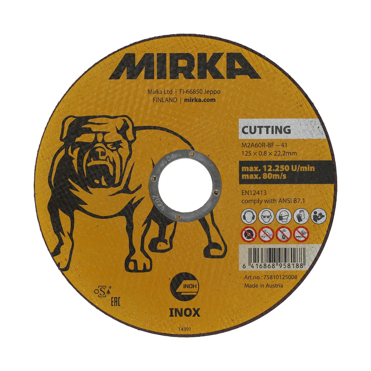 Mirka Kesme Taşı 125x0,8x22,2mm M2A60R-BF Inox 25