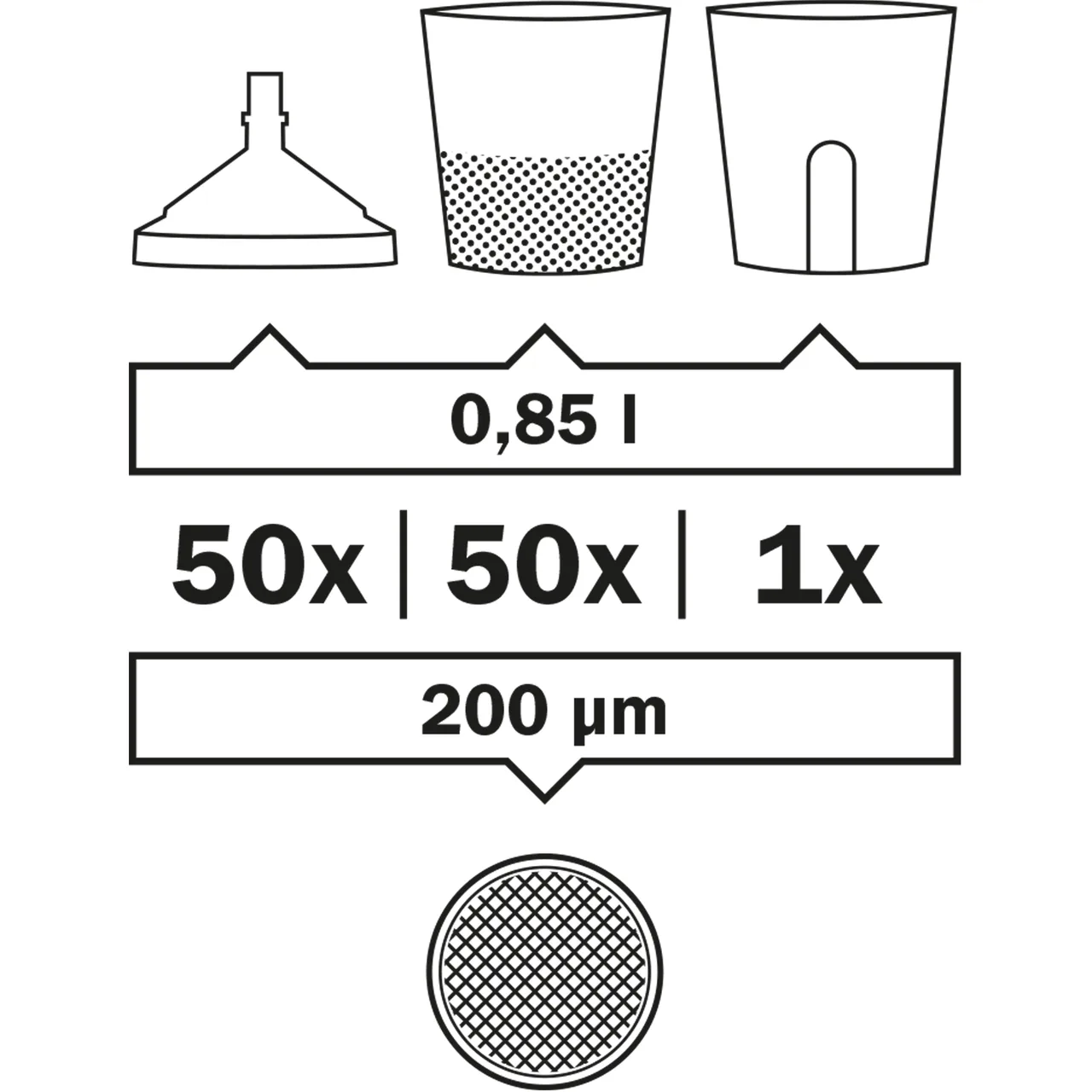 LCS 0.85 l - the Liner - 200 µm flat sieve [pack of 50 pieces] 50set/pk